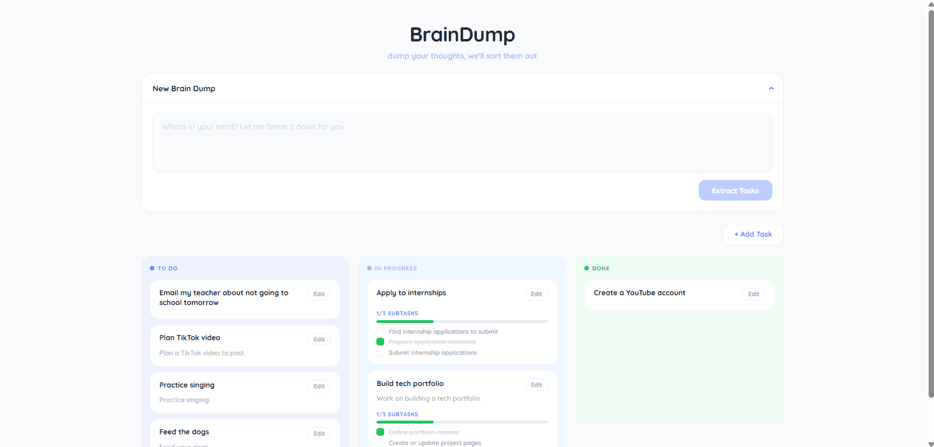 AI Brain Dump Task Manager
